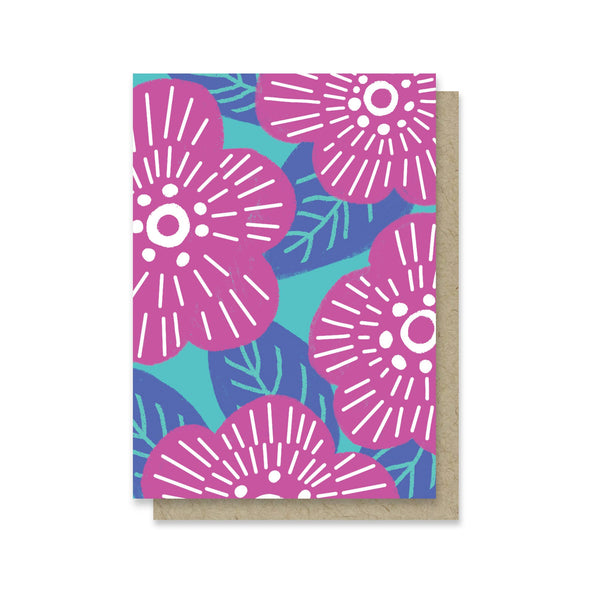 Magenta Florals Blank Mini Card - DIGS