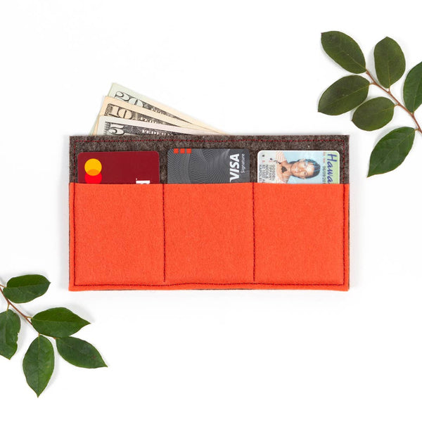 Merino Wool Felt Wallet: Coral Red - DIGS