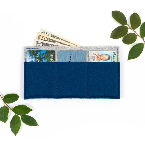 Merino Wool Felt Wallet: Peacock Blue - DIGS