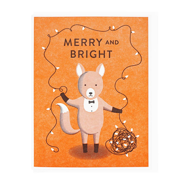 Merry And Bright Tuxedo Fox Card - DIGS