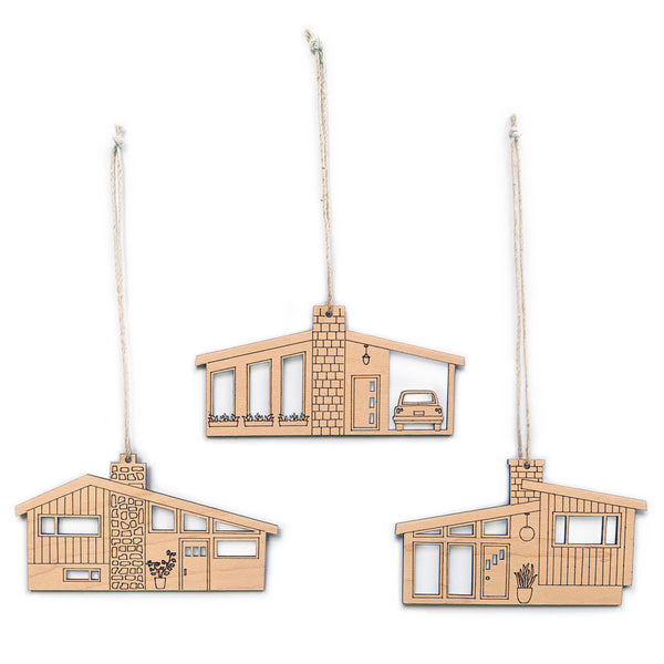 Mid - Century Modern Houses Ornament Set - DIGS