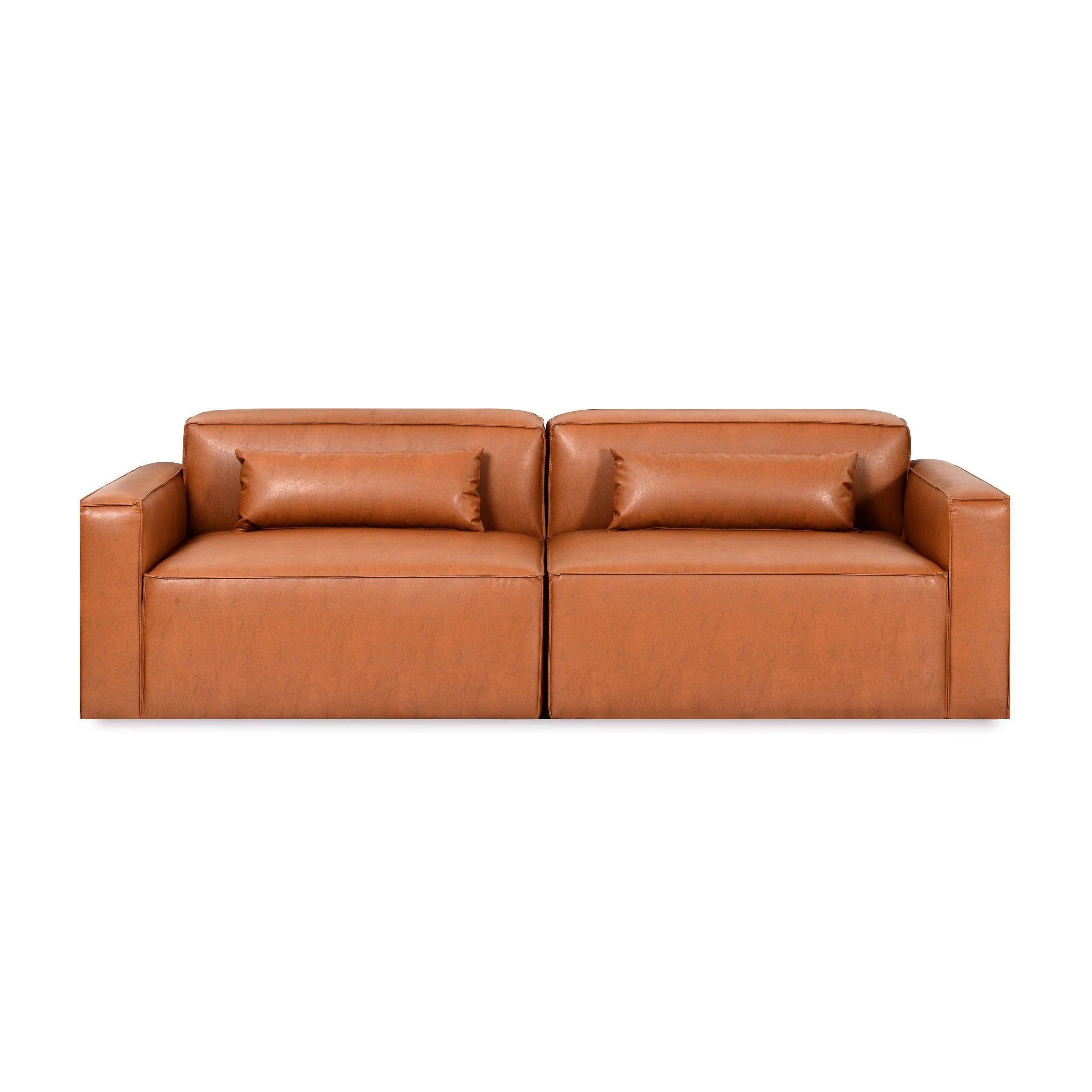 Mix Modular Sofa 2-pc - Vegan AppleSkin Leather Cognac - DIGS
