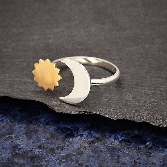 Mixed Metal Sun and Moon Adjustable Ring - DIGS