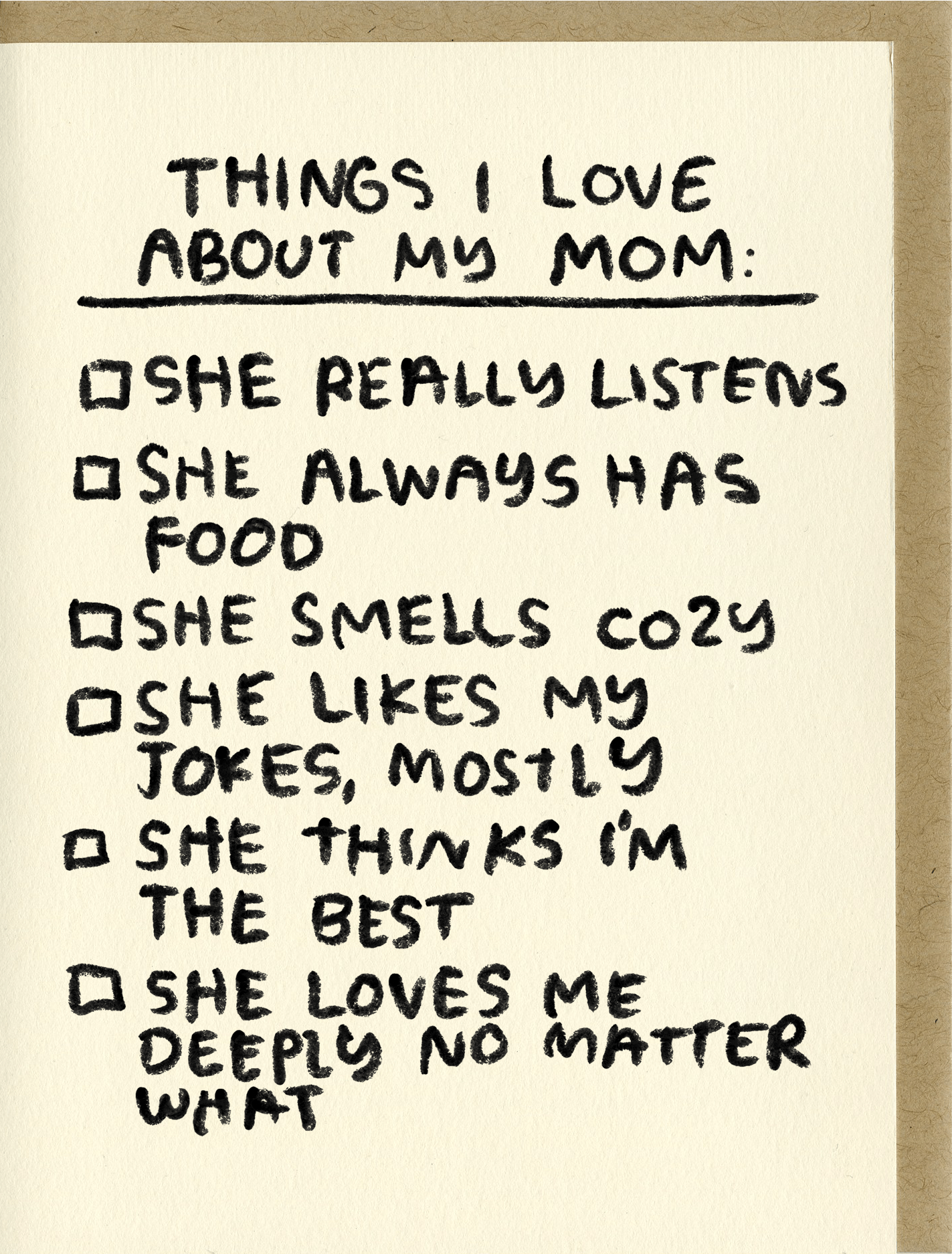 Mom Love Checklist Card - DIGS