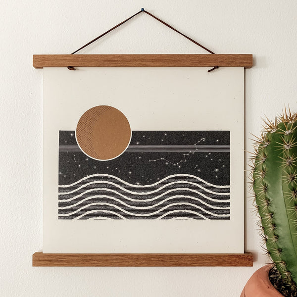 The Moon And Her Waves Art Print