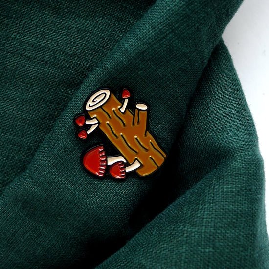 Mushroom Log Enamel Pin - DIGS