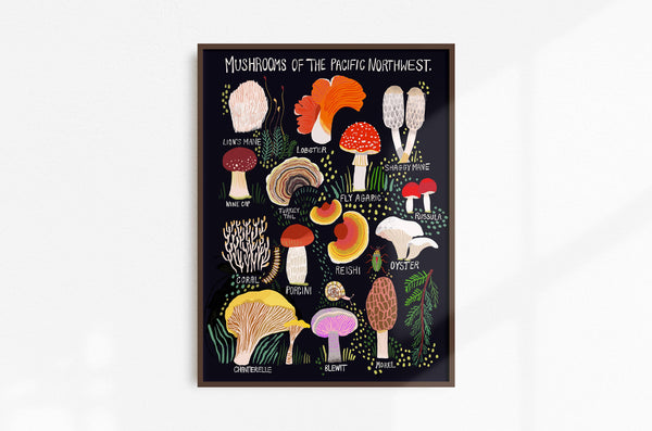 Mushrooms of the Pacific Northwest Art Print - DIGS