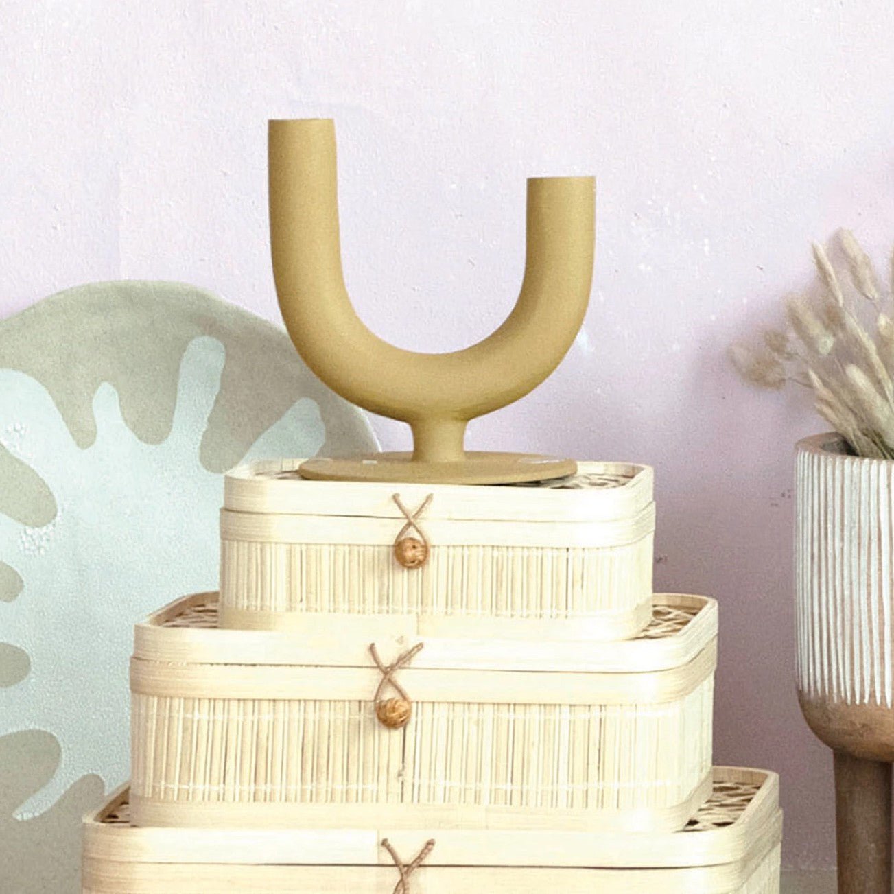 Mustard Metal Double Taper Holder - DIGS