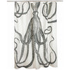 Ink Blue and White Octopus Shower Curtain