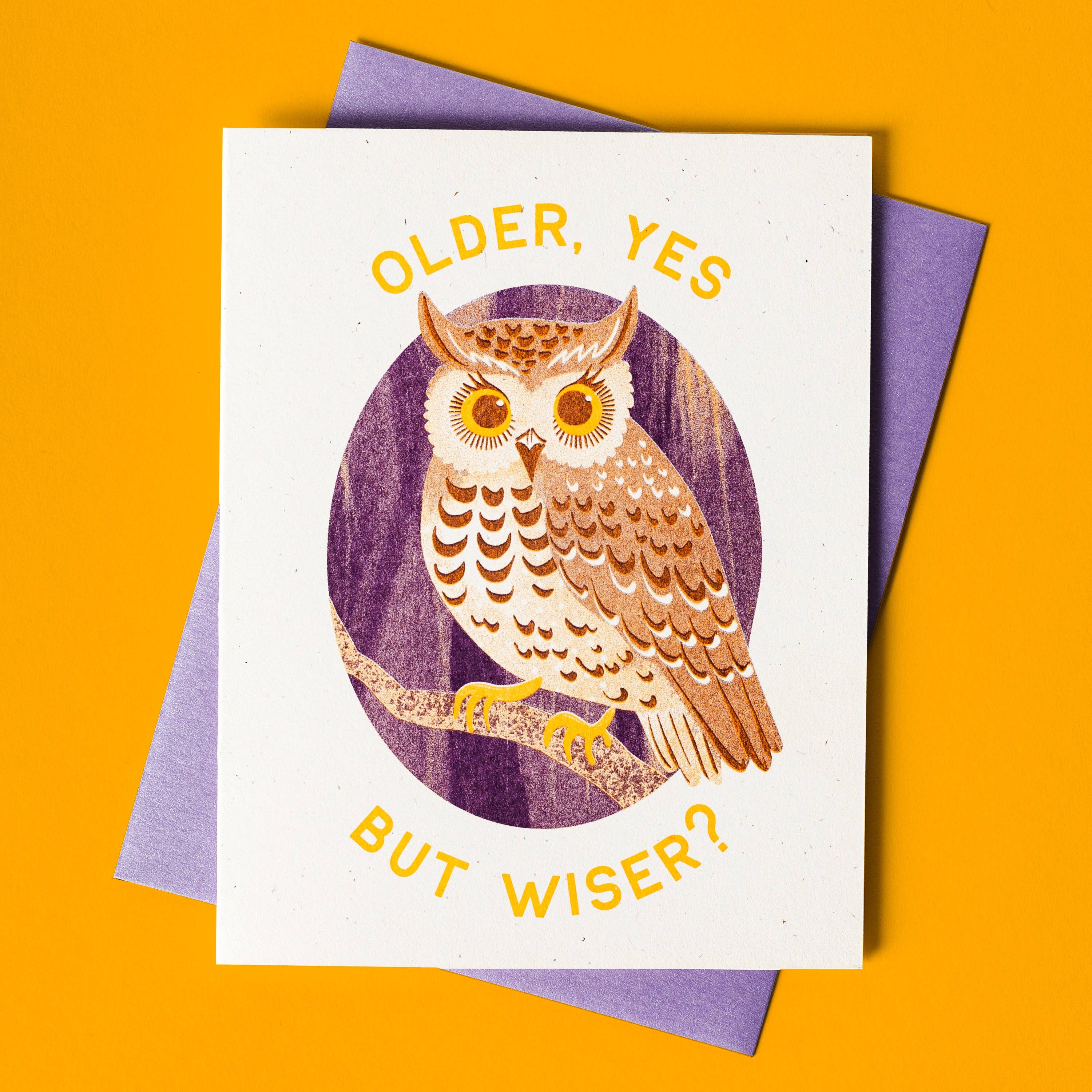 Older Yes But Wiser? Owl Birthday Card - DIGS