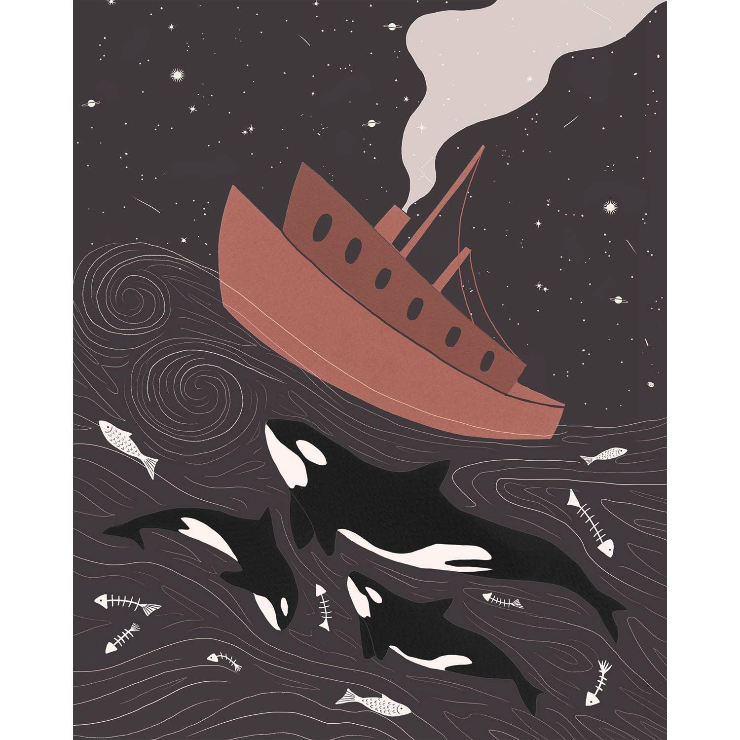 Orcas 8x10 Art Print - DIGS