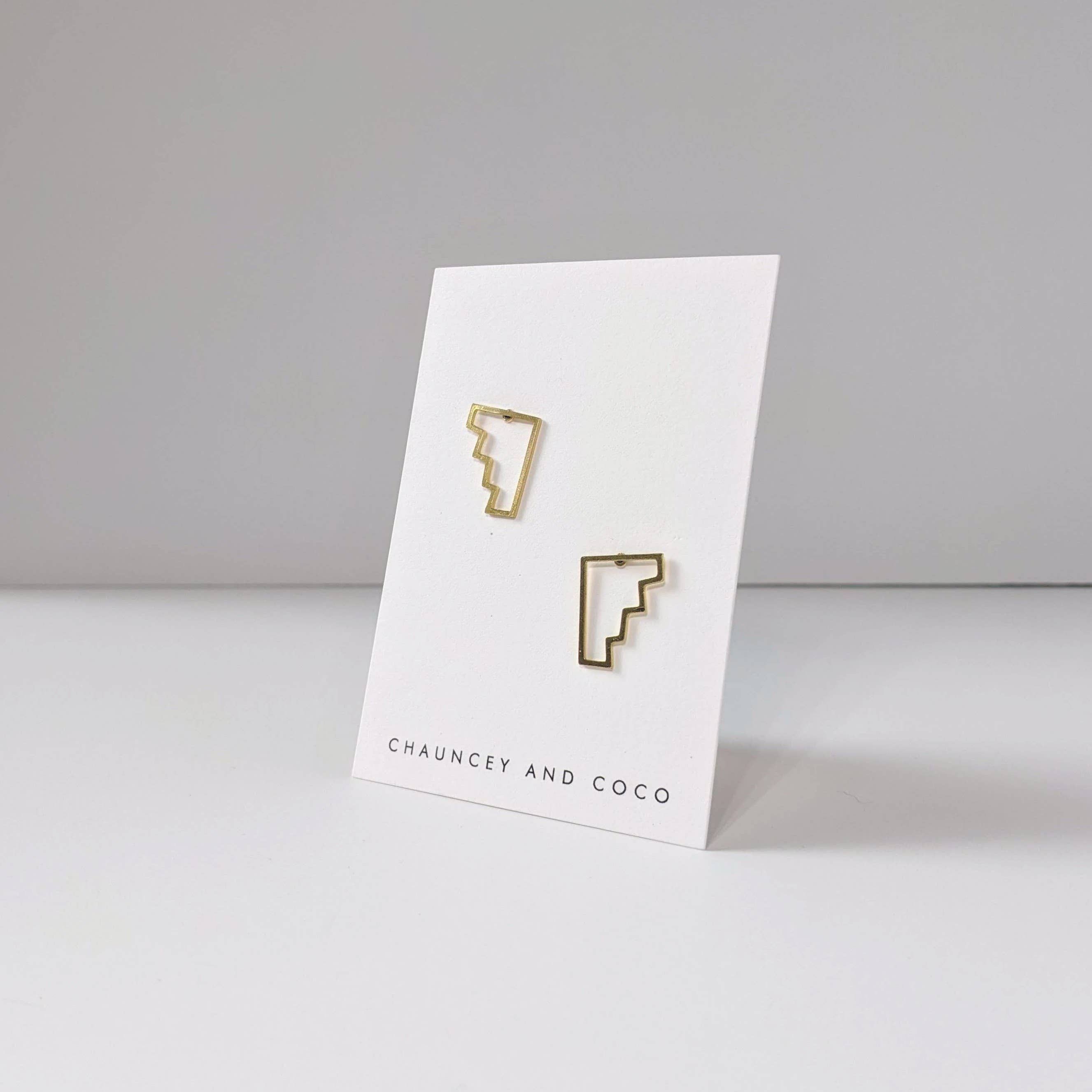 Over the Edge Brass Stud Earrings - DIGS