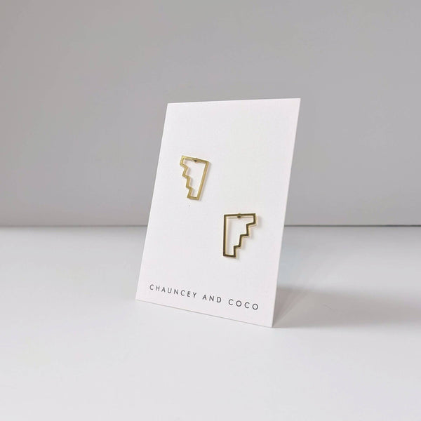 Over the Edge Brass Stud Earrings - DIGS