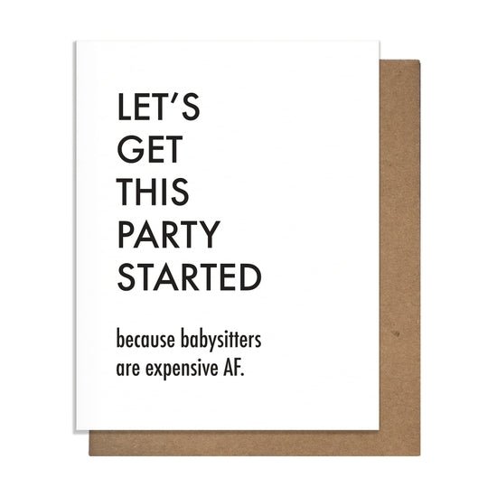 Party Started Babysitter Card - DIGS