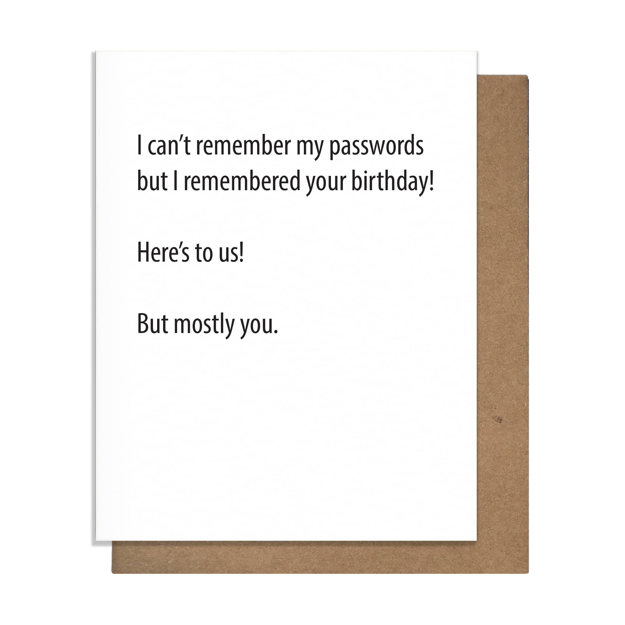Birthday Password Sample Passwords Birthday Card
