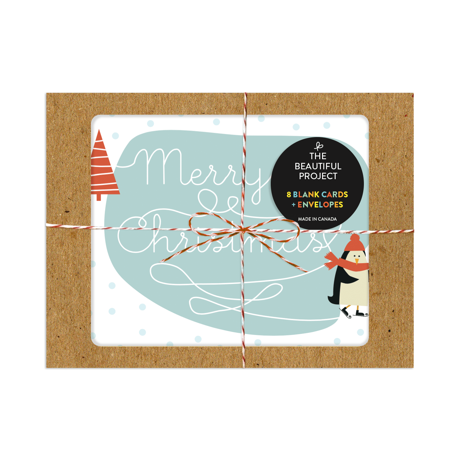 Penguin on Ice Holiday Christmas Card Box Set of 8 - DIGS