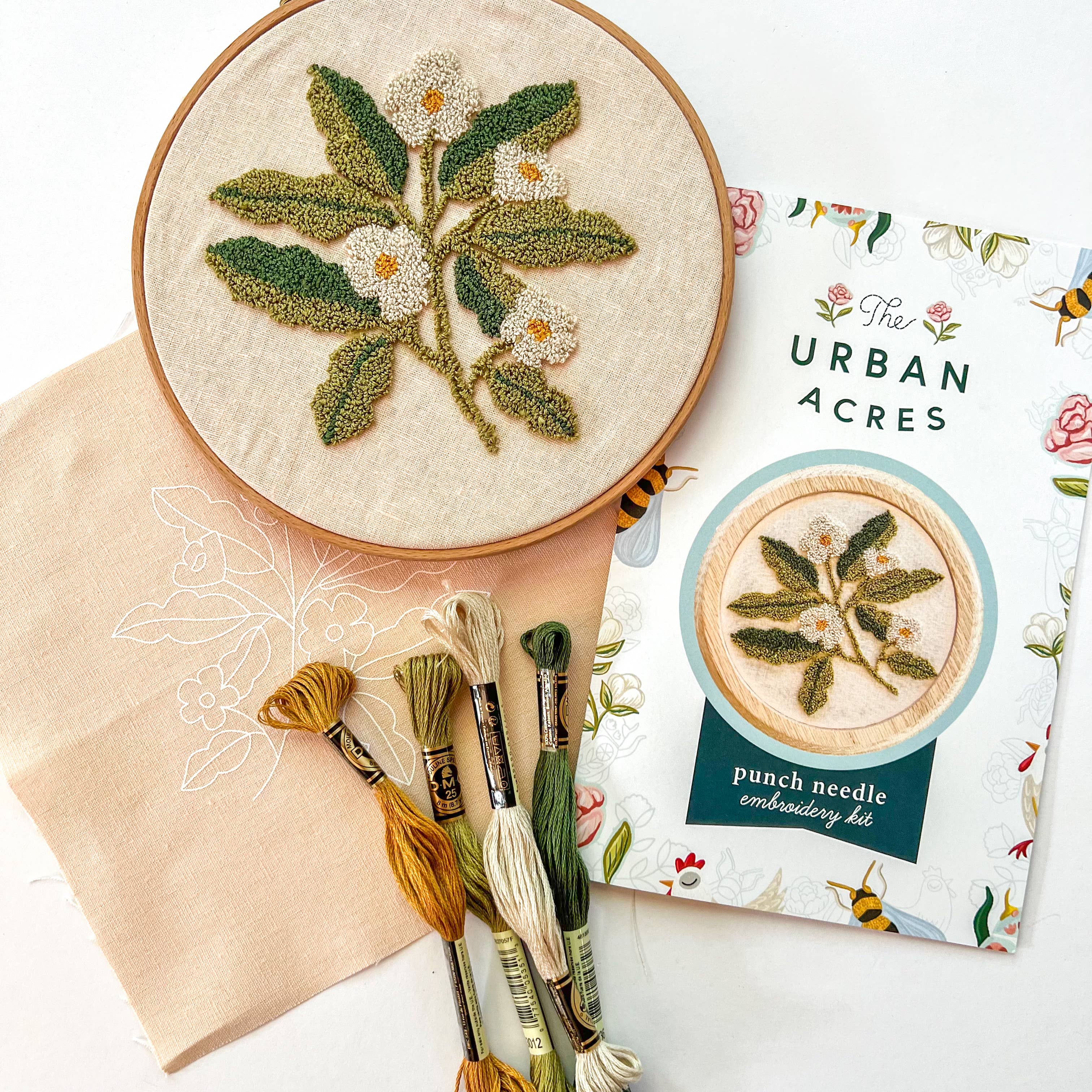 Pink Floral Punch Needle Embroidery Kit - DIGS