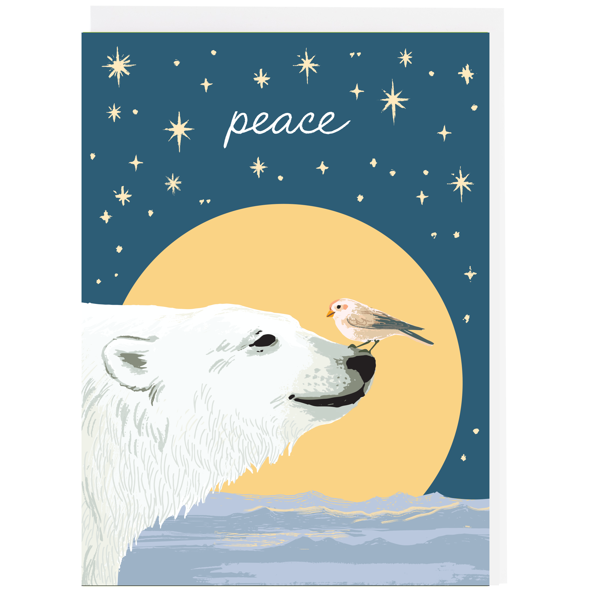 Polar Bear & Snow Bunting Card - DIGS