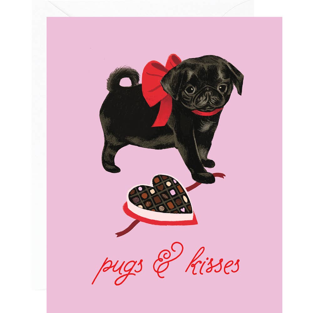 Pugs and Kisses Valentine Card - DIGS