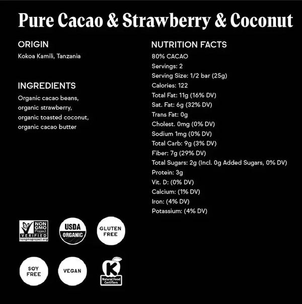 Pure Cacao & Strawberry & Coconut Chocolate Bar - DIGS