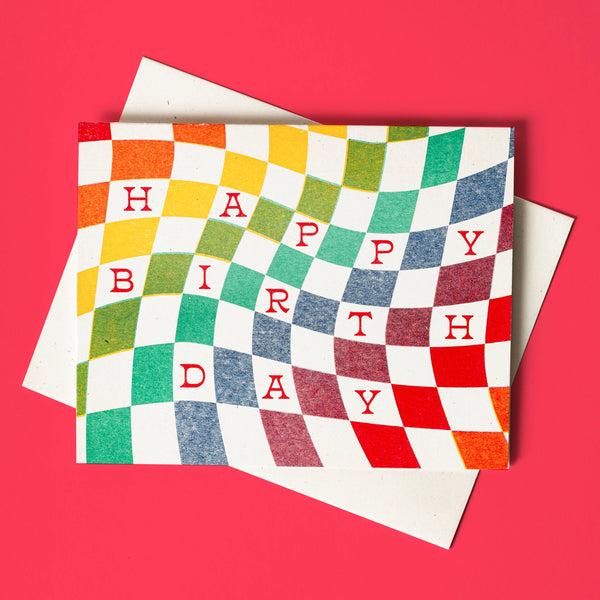 Rainbow Checkerboard Birthday Card - DIGS