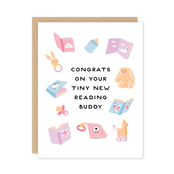 Reading Buddy New Baby Card - DIGS