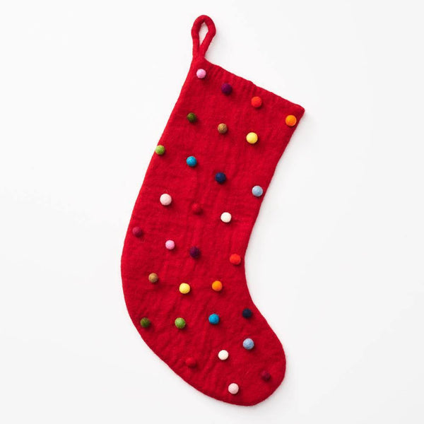 Red Felt Pom Stocking - DIGS