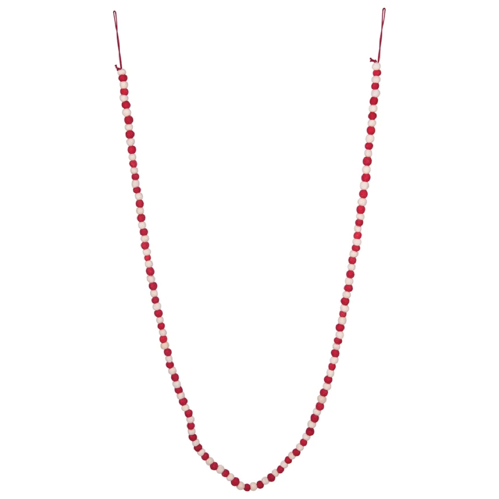 Red & White Wool Felt Ball Garland - DIGS