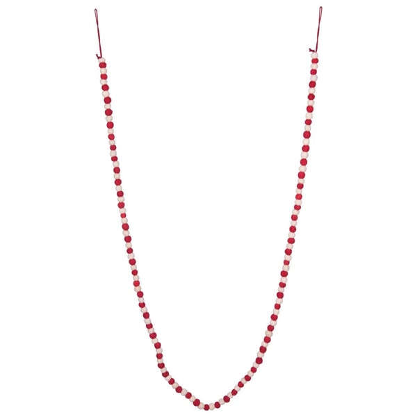 Red & White Wool Felt Ball Garland - DIGS