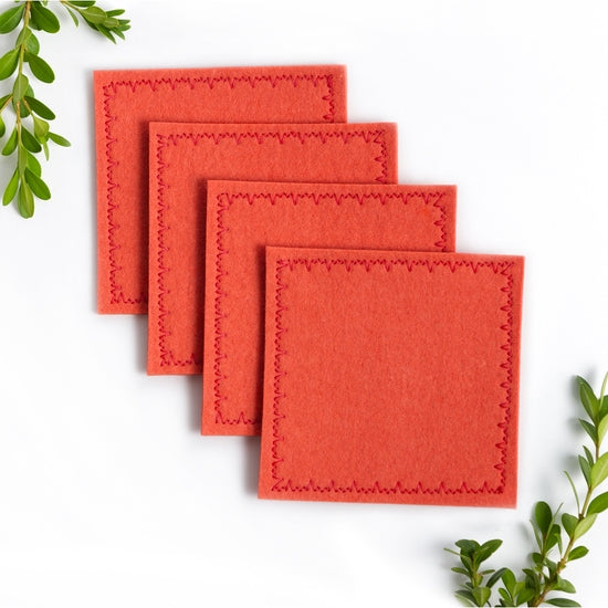 Merino Wool Felt Coasters - coral red