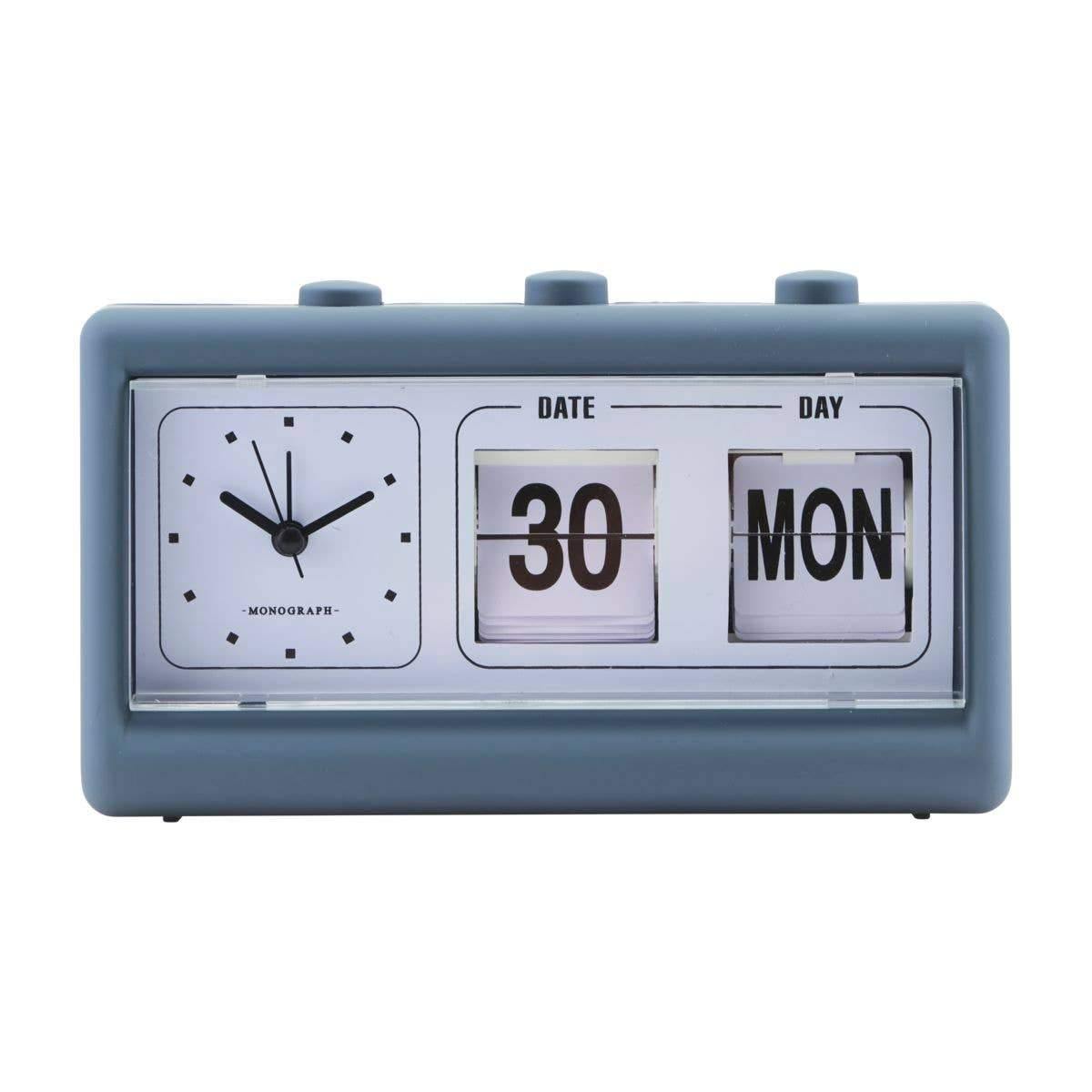 Retro Alarm Clock with Calendar: Blue - DIGS