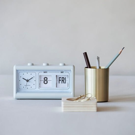 Retro Alarm Clock With Calendar: Grey - DIGS