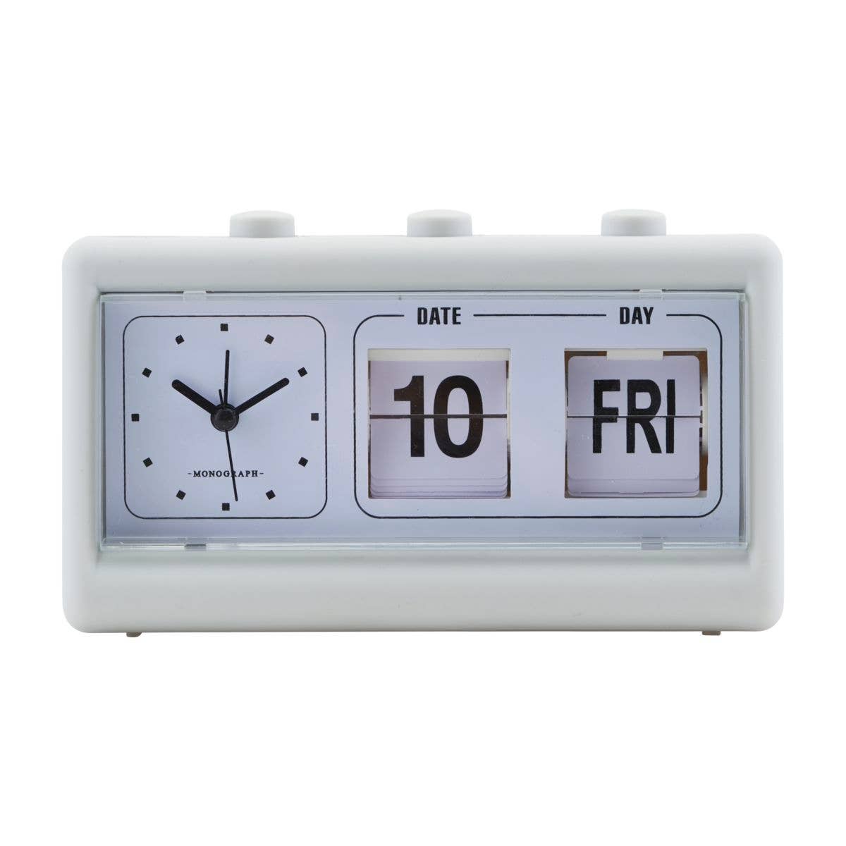 Retro Alarm Clock With Calendar: Grey - DIGS