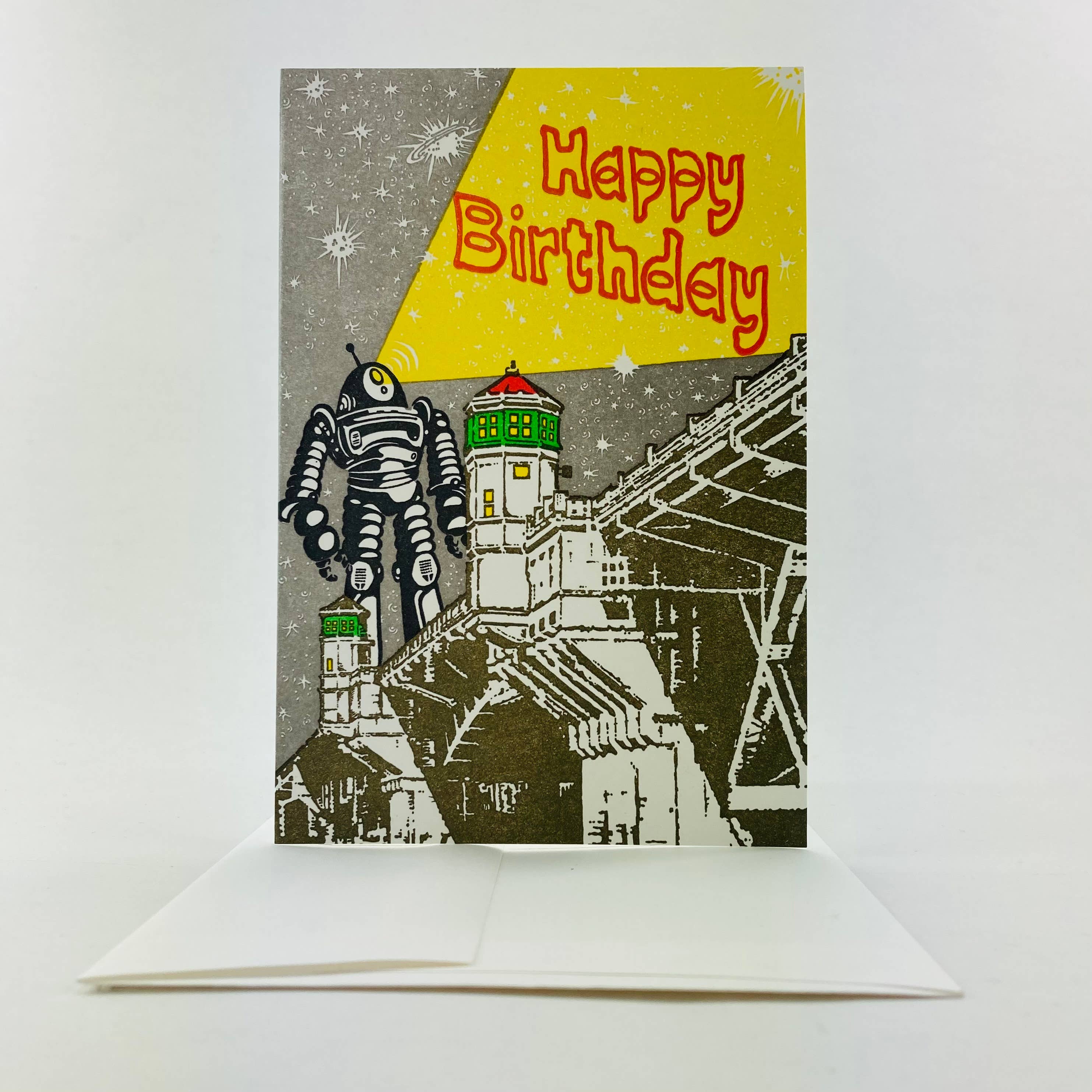Retro Robot Happy Birthday Card - DIGS