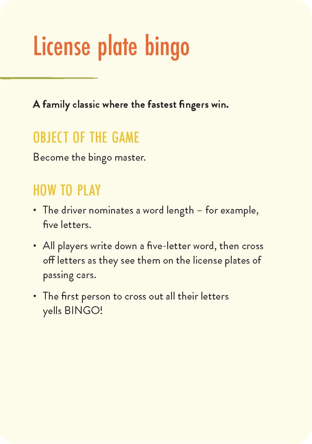 Road Trip Games: 50 Fun Games to Play in the Car - DIGS