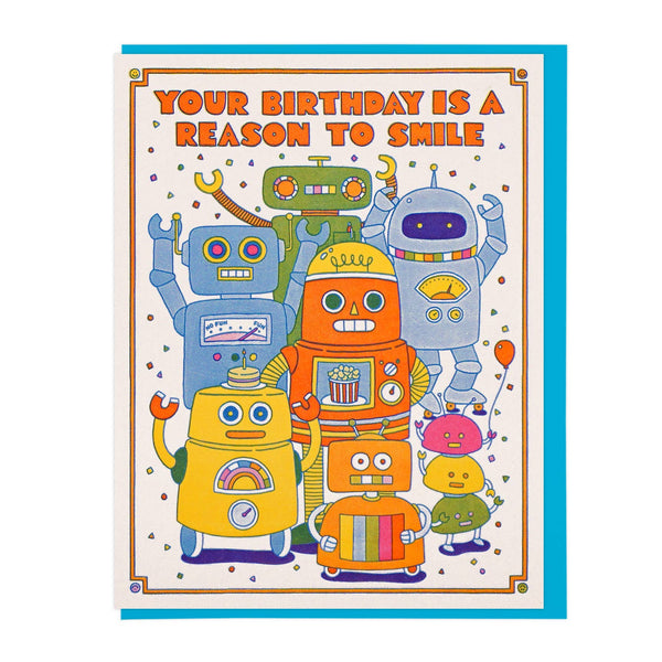 Robot Smile Birthday Card - DIGS