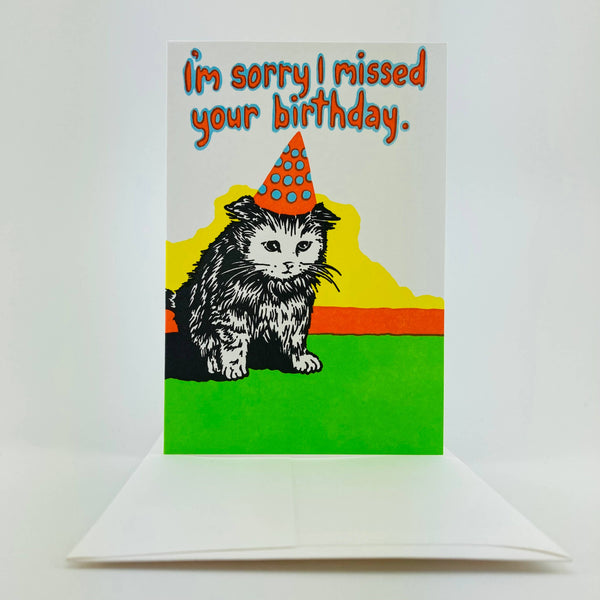 Sad Kitten Belated Birthday Card - DIGS