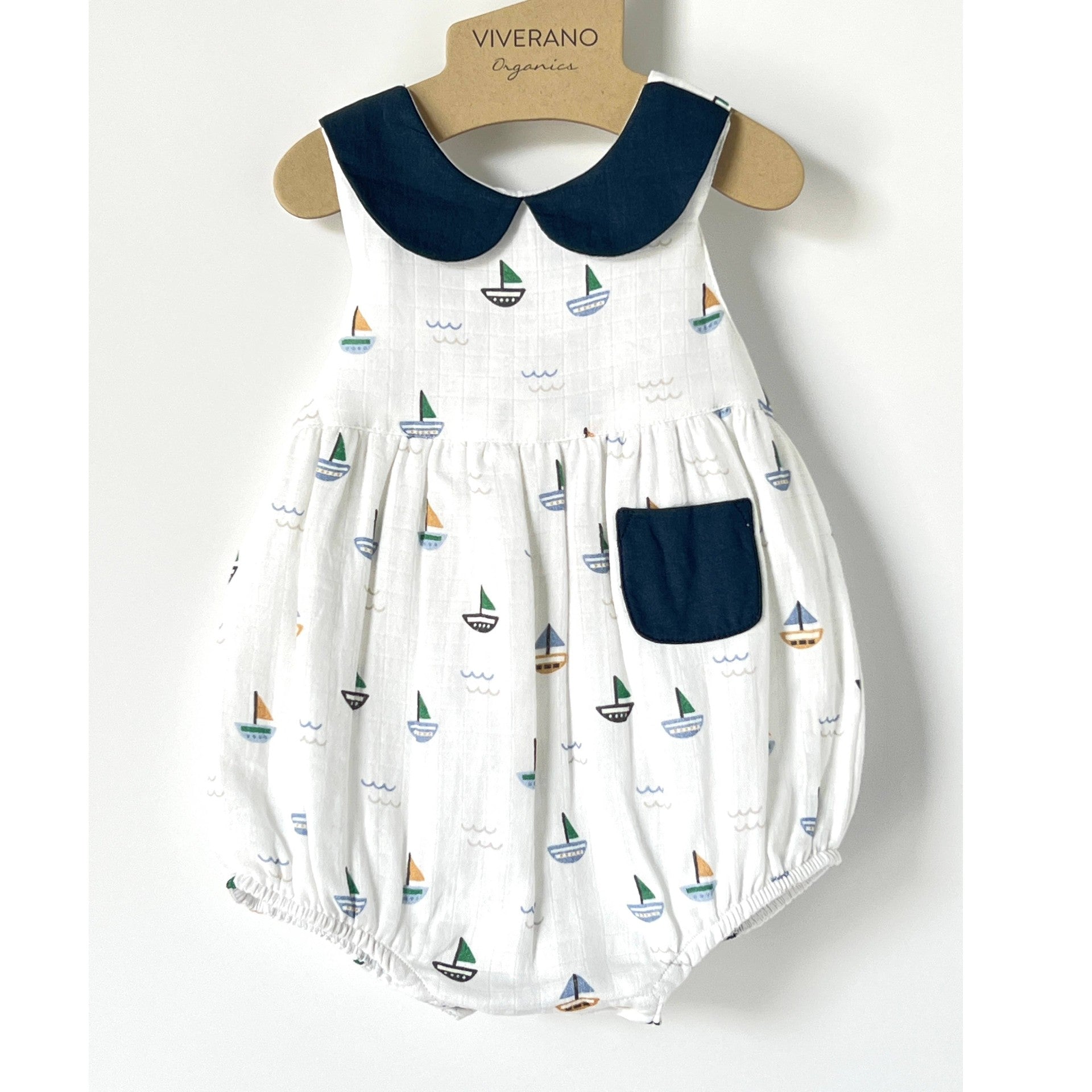 Sailboats & Peter Pan Collar Bubble Romper - DIGS