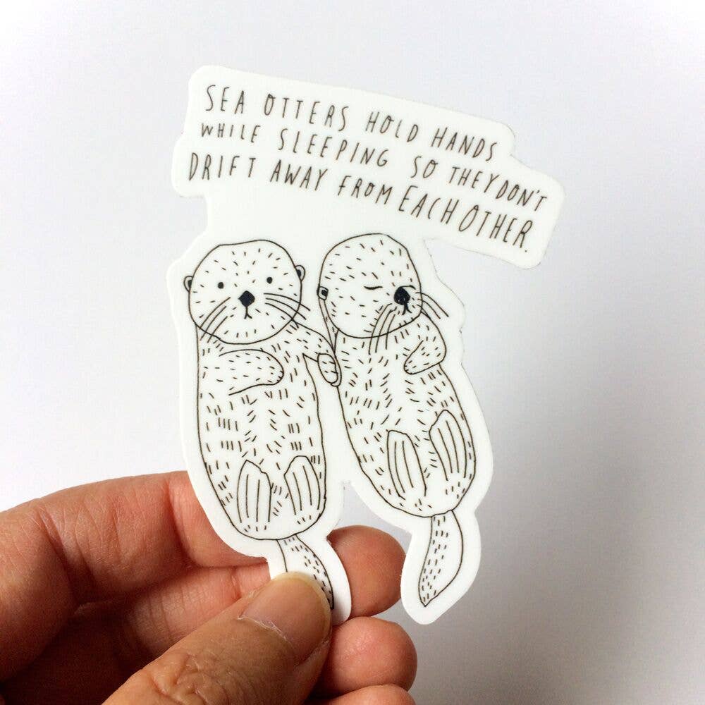Sea Otters Holding Hands Sticker - DIGS