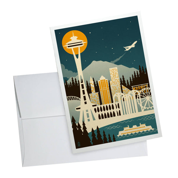 Seattle Retro Skyline Card - DIGS