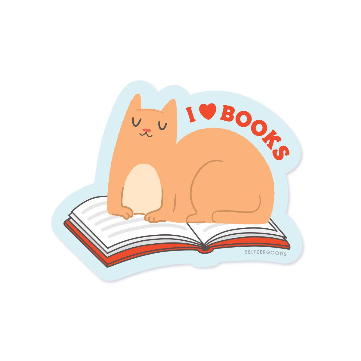 Sitting Book Kitty Sticker - DIGS