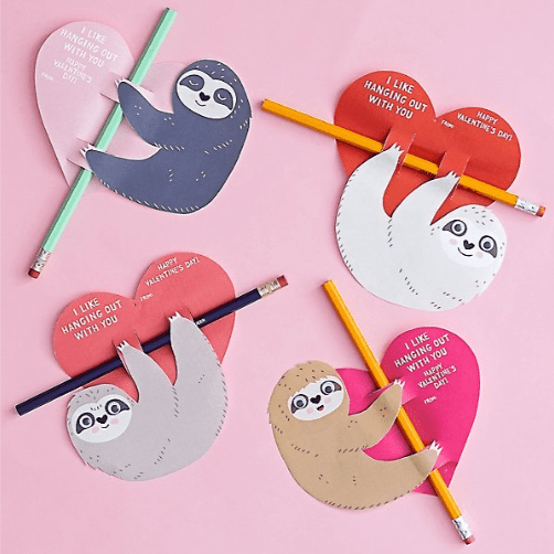 Sloth Pencil Valentine Card Kit - DIGS