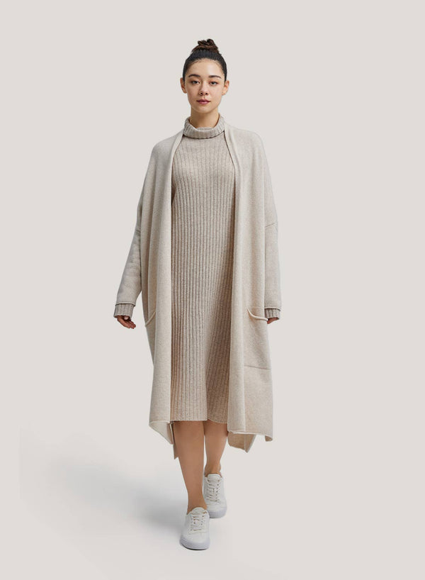 Slouchy Long Pure Wool Cardigan - DIGS