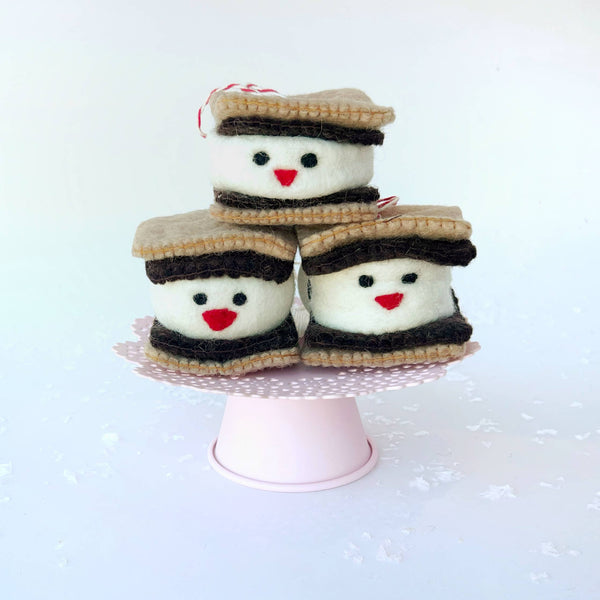 Smiling S'more Felt Wool Ornament - DIGS