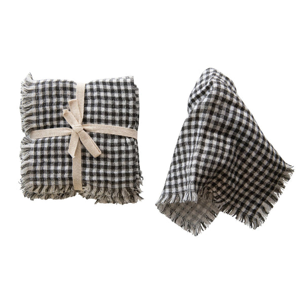 Square Grey & White Gingham Napkins - DIGS