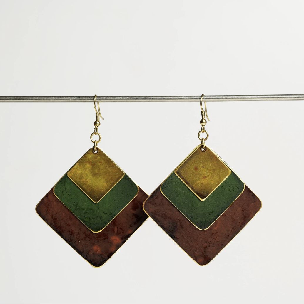 Milo Patina Earrings: Olive Collection - DIGS