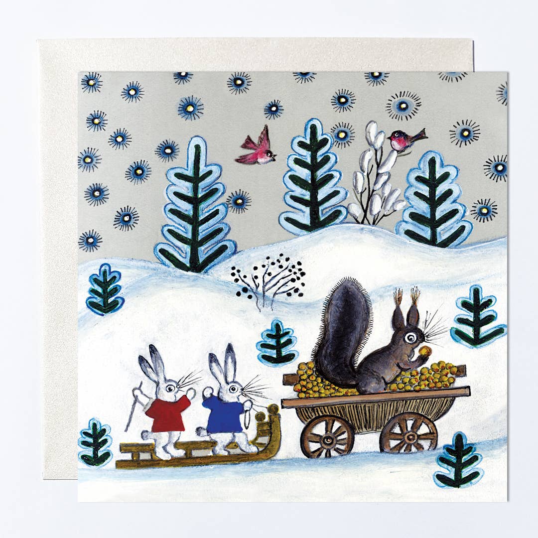 Squirrel and Bunnies Sled Card - DIGS