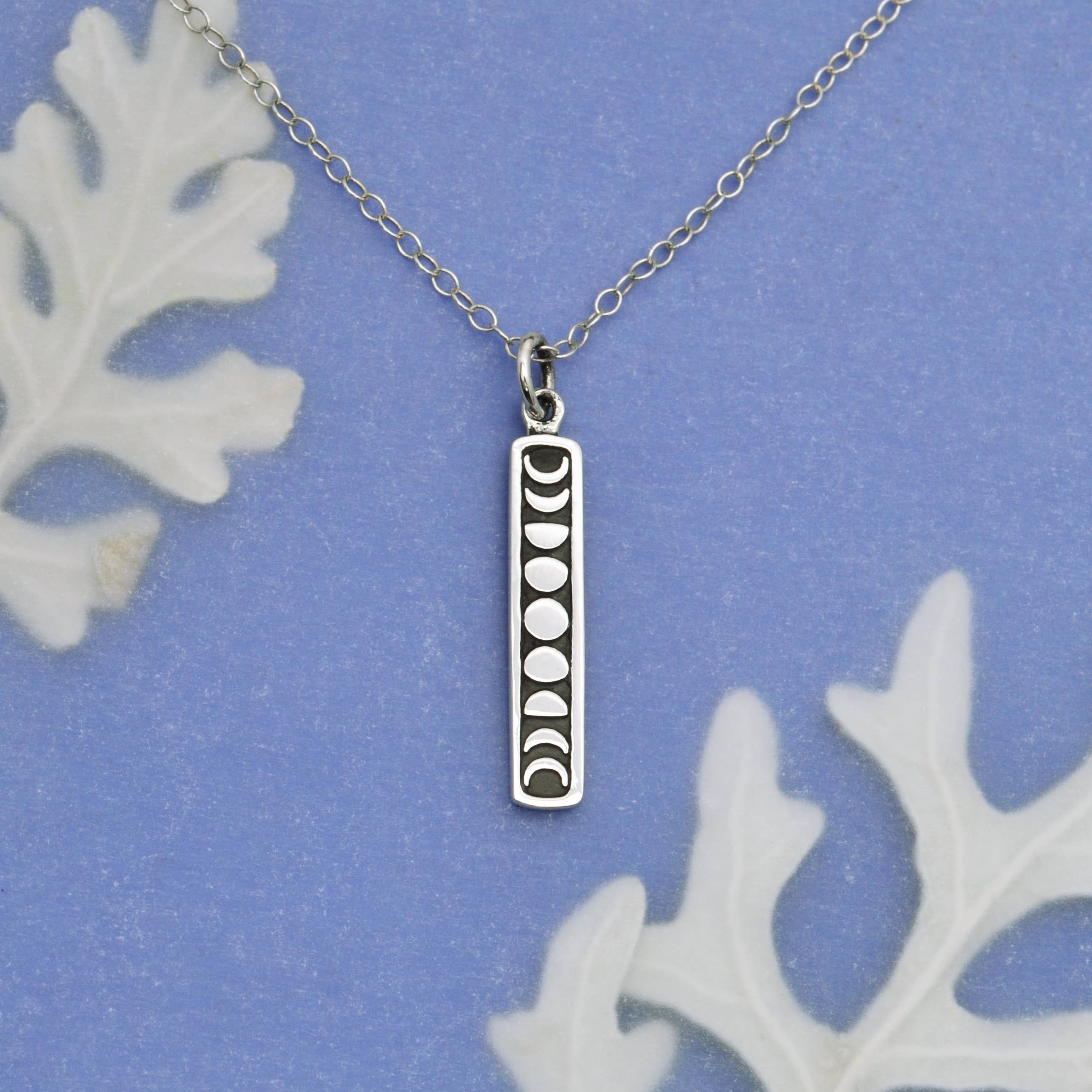 Sterling Silver Vertical Moon Phase Necklace - DIGS