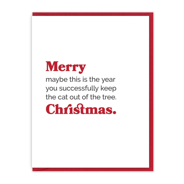 Successfully Keep the Cat Out of the Tree Christmas Card - DIGS