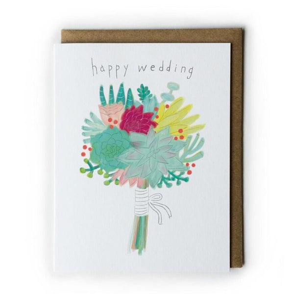Succulent Bouquet Happy Wedding Card - DIGS